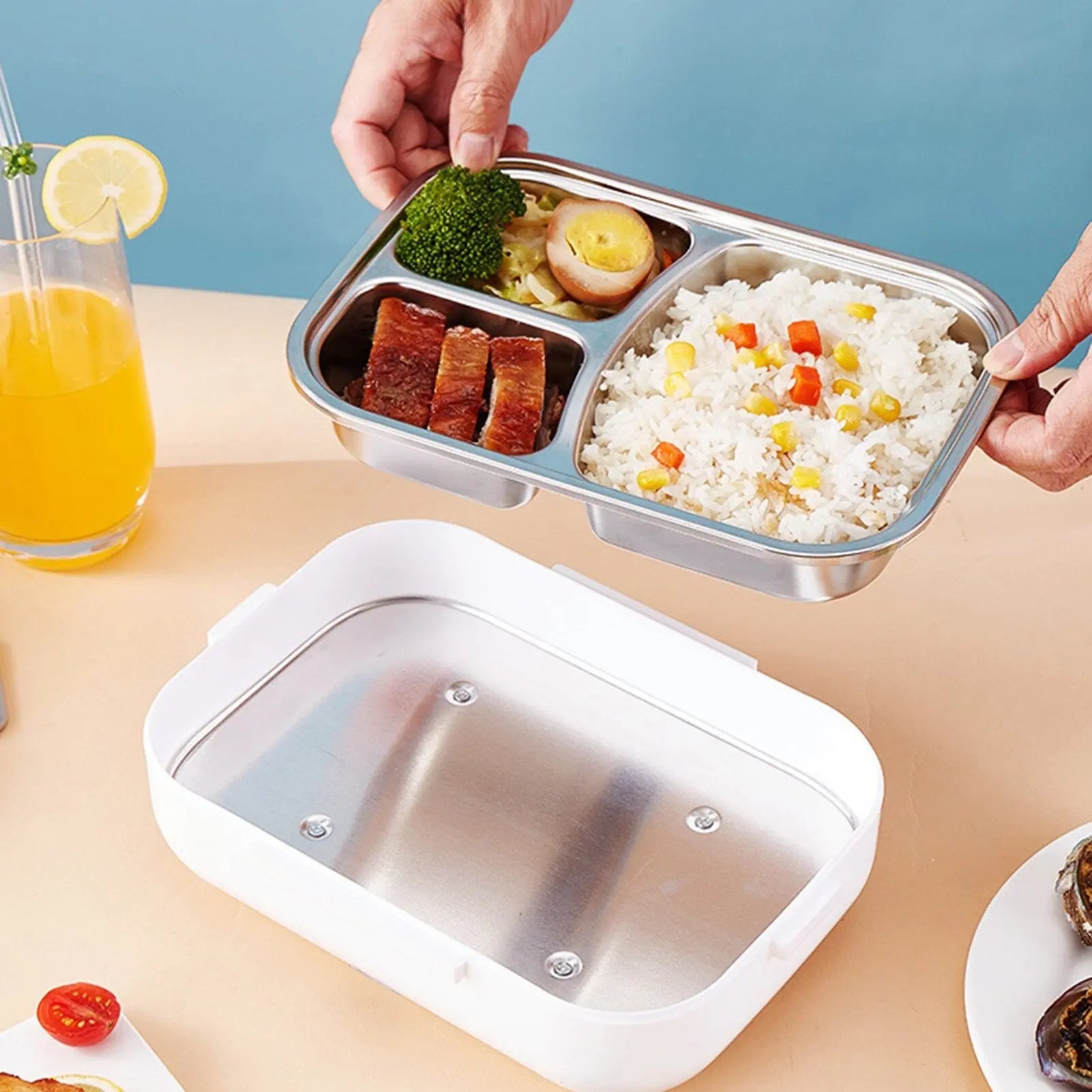 Tragbare Beheizbare Lebensmittel Lunchbox Essen aufwärmen Geschirrset Tragbare Beheizbare Lebensmittel Lunchbox Essen aufwärmen Geschirrset